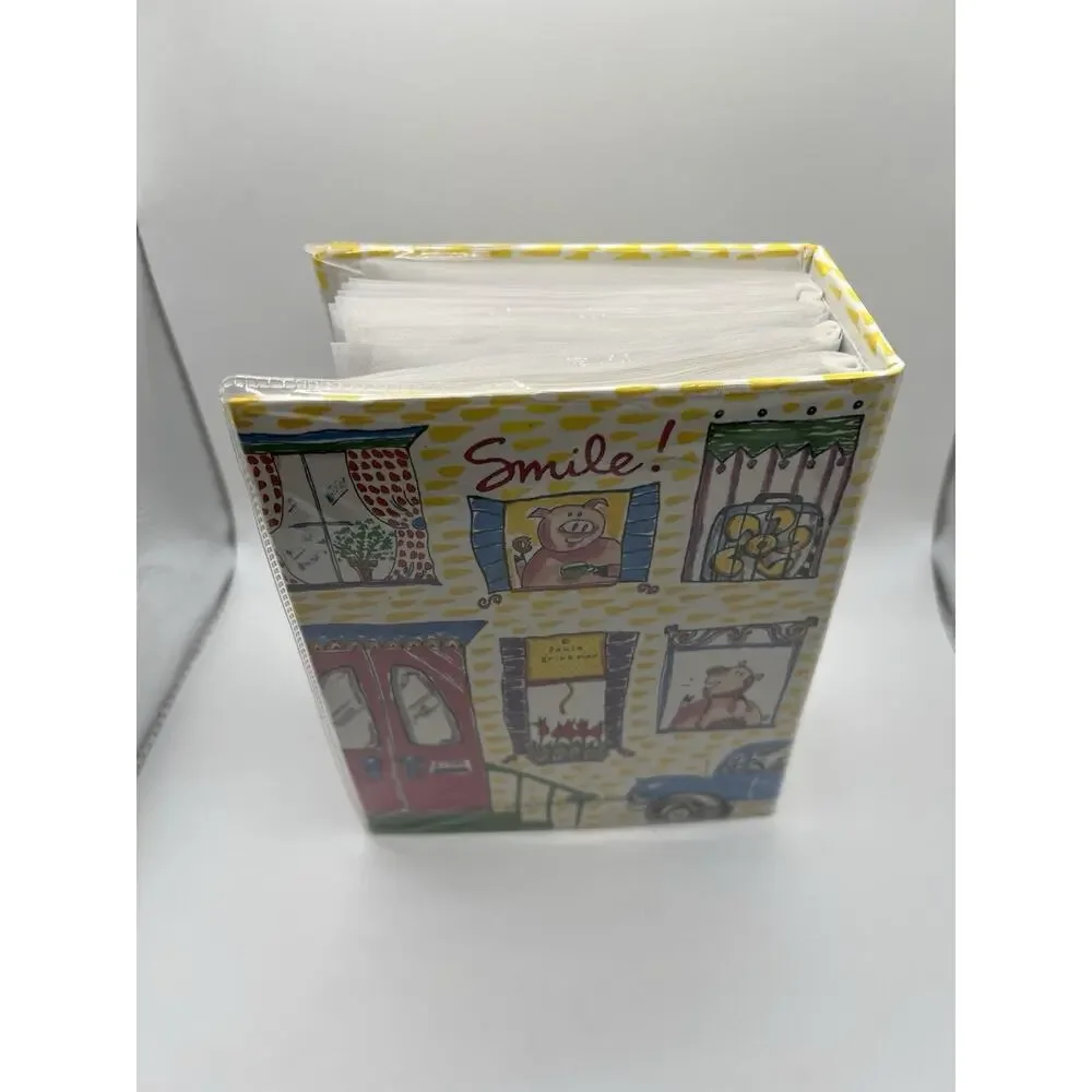 Vintage Paula Brinkman “Smile” Small Photo Album Folk Art Pig Cat Taxi Design